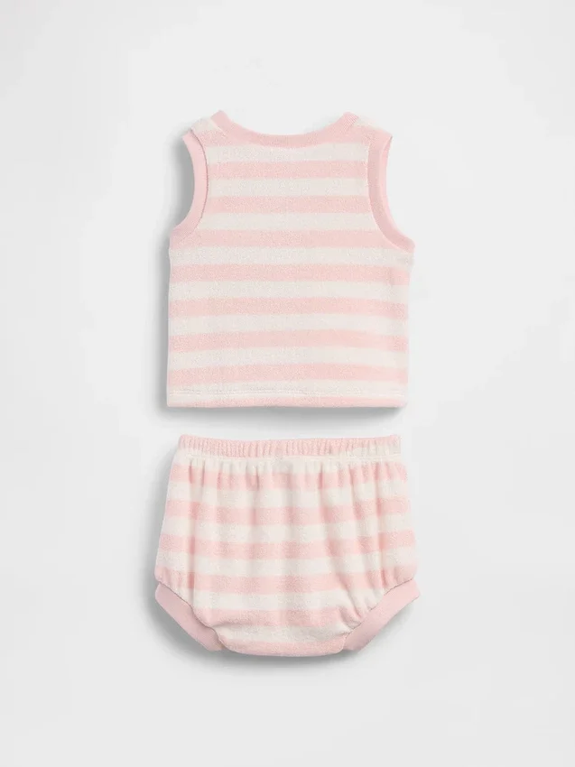 Conjunto de toalla de rizo a rayas para bebé