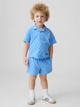 Conjunto de vacaciones de felpa a cuadros para bebés y niños pequeños