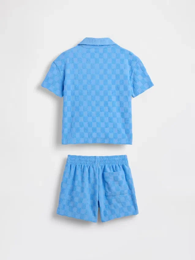 Conjunto de vacaciones de felpa a cuadros para bebés y niños pequeños