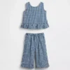 Conjunto de vaqueros a cuadros vichy con bajo con volantes para bebés y niños pequeños