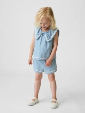 Conjunto de vaqueros con lazo para bebés y niños pequeños