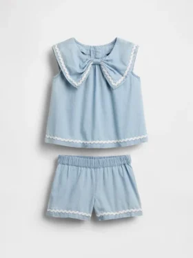 Conjunto de vaqueros con lazo para bebés y niños pequeños