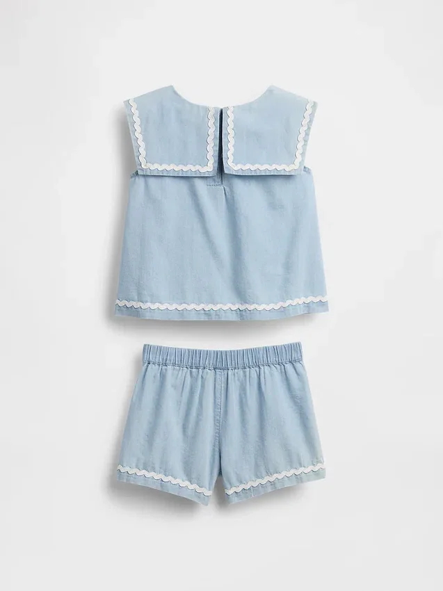 Conjunto de vaqueros con lazo para bebés y niños pequeños
