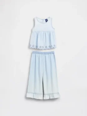 Conjunto de vaqueros con ojales para bebés y niños pequeños