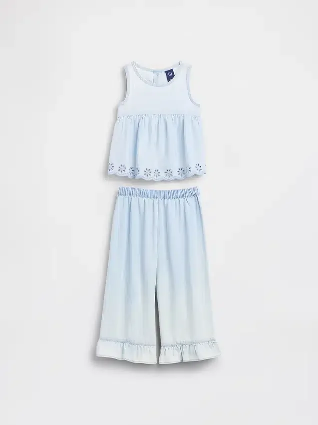 Conjunto de vaqueros con ojales para bebés y niños pequeños