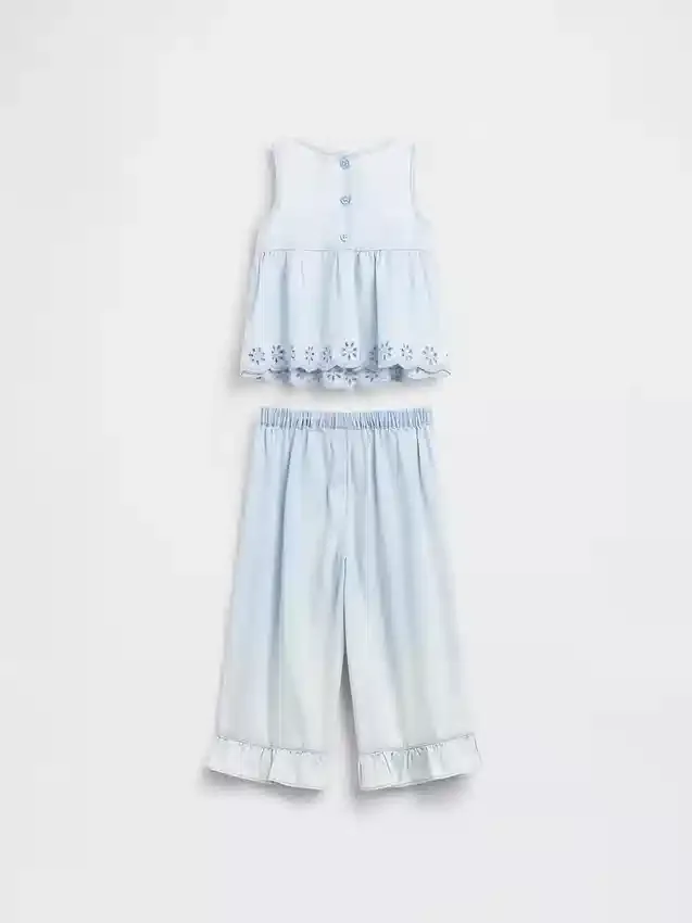 Conjunto de vaqueros con ojales para bebés y niños pequeños