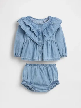 Conjunto de vaqueros con volantes para bebé