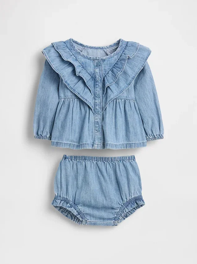 Conjunto de vaqueros con volantes para bebé