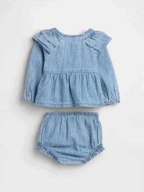 Conjunto de vaqueros con volantes para bebé