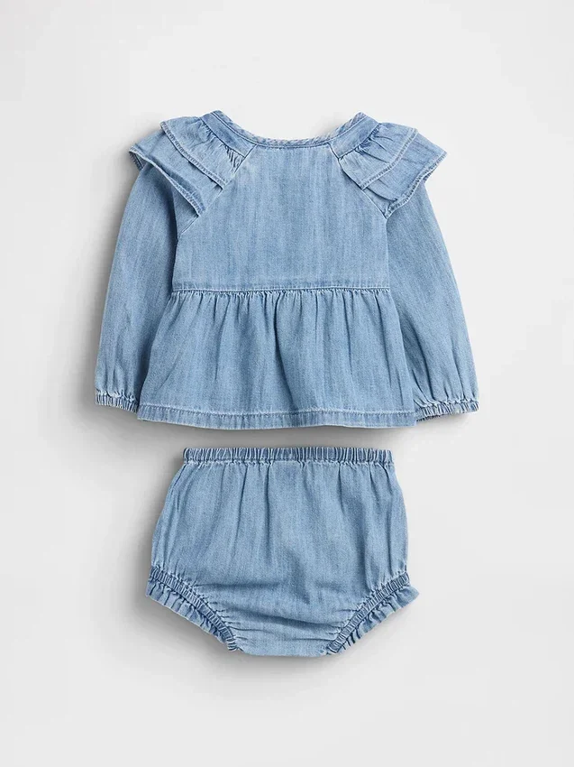 Conjunto de vaqueros con volantes para bebé
