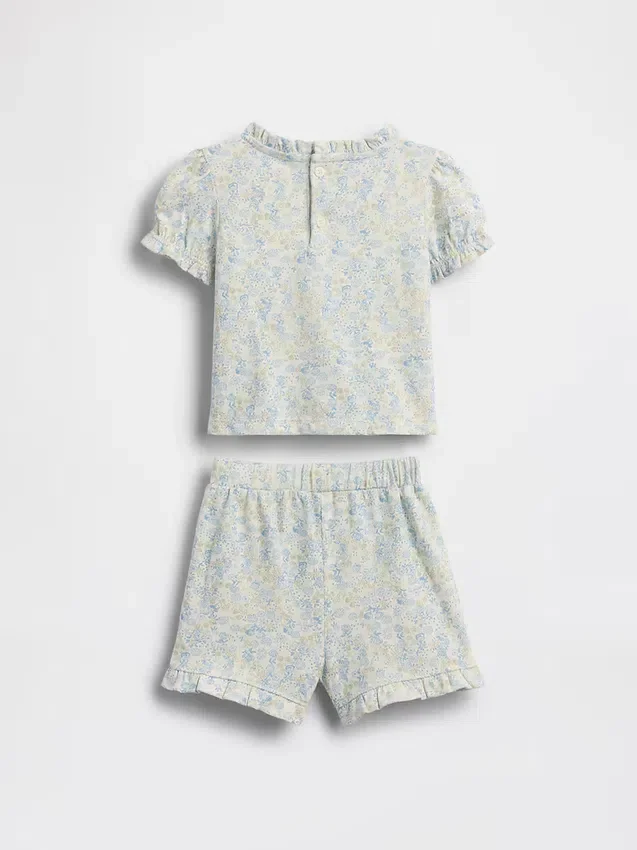 Conjunto floral de algodón orgánico para bebé