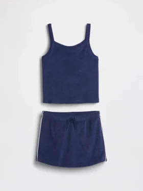 Conjunto infantil de falda-pantalón de rizo