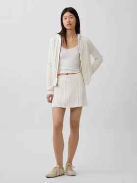 Minifalda-pantalón de punto trenzado 100 % algodón