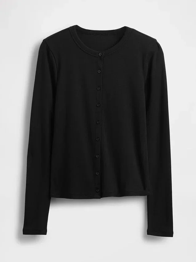 Cárdigan moderno de cuello redondo