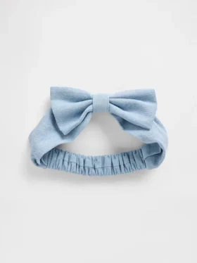 Diadema de denim con lazo para bebé