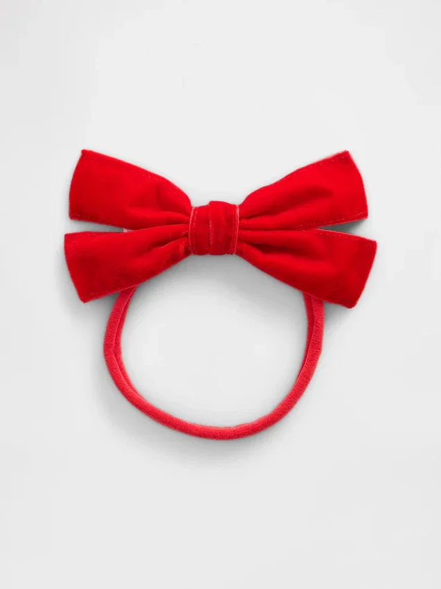 Diadema de terciopelo con lazo para bebé