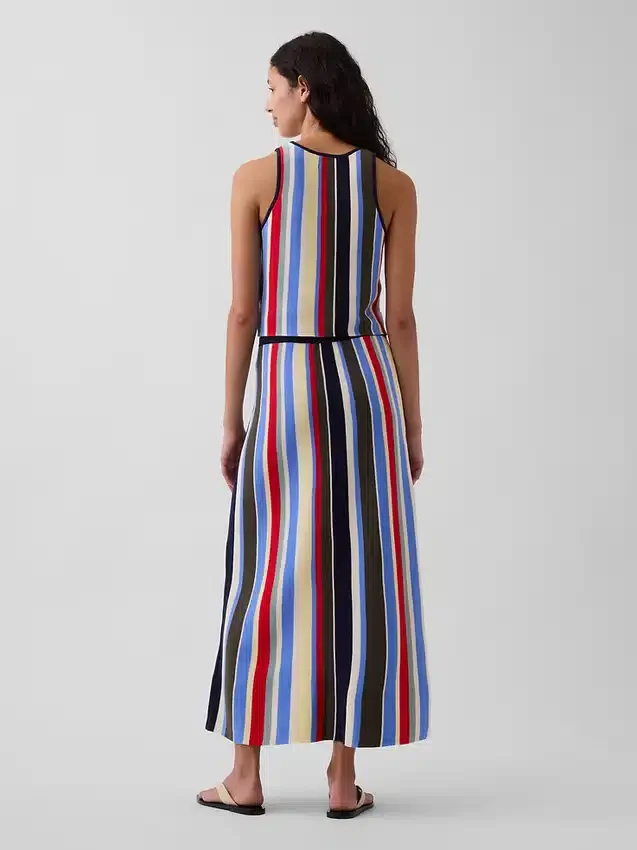 Falda-jersey maxi de rayas 100 % algodón