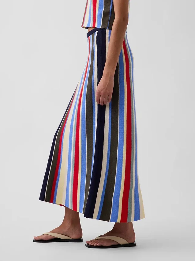 Falda-jersey maxi de rayas 100 % algodón