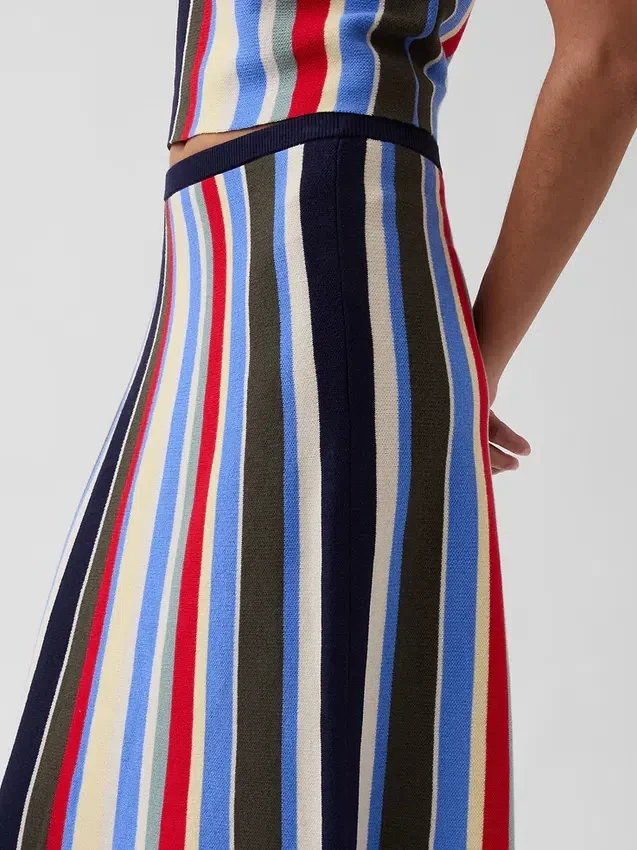 Falda-jersey maxi de rayas 100 % algodón