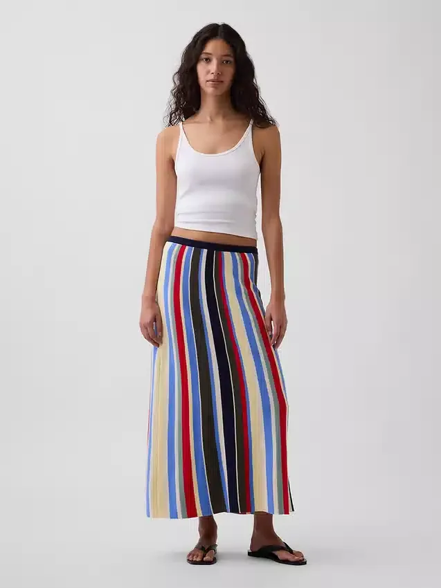 Falda-jersey maxi de rayas 100 % algodón