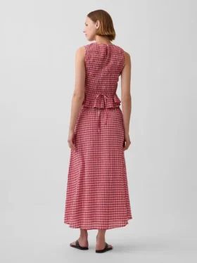 Falda larga de cuadros vichy
