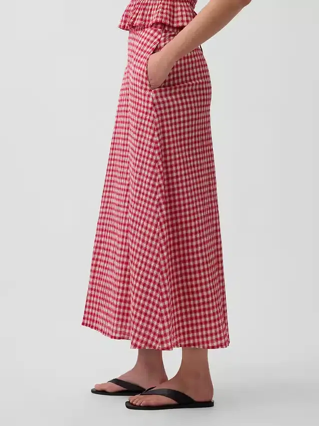 Falda larga de cuadros vichy