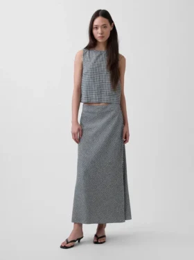 Falda larga tipo slip de mezcla de lino