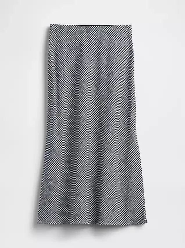 Falda larga tipo slip de mezcla de lino