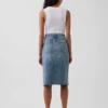 Falda lápiz midi vaquera de talle alto