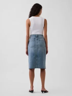 Falda lápiz midi vaquera de talle alto