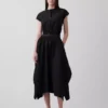Falda midi de popelín con bajo en forma de pañuelo