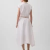 Falda midi de popelín con bajo en forma de pañuelo