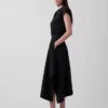 Falda midi de popelín con bajo en forma de pañuelo