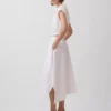 Falda midi de popelín con bajo en forma de pañuelo