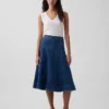 Falda midi de vaquero con corte tulipán
