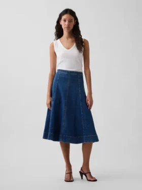 Falda midi de vaquero con corte tulipán