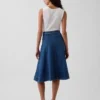 Falda midi de vaquero con corte tulipán