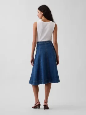 Falda midi de vaquero con corte tulipán