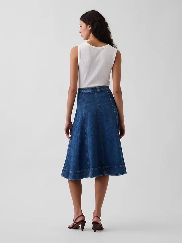 Falda midi de vaquero con corte tulipán