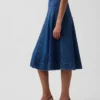 Falda midi de vaquero con corte tulipán