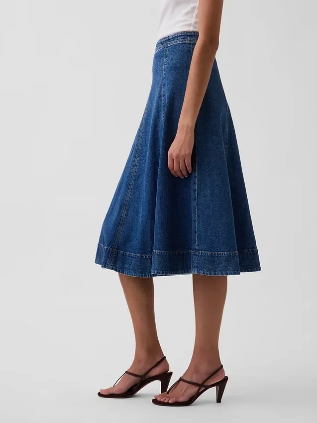 Falda midi de vaquero con corte tulipán