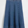Falda midi de vaquero con corte tulipán