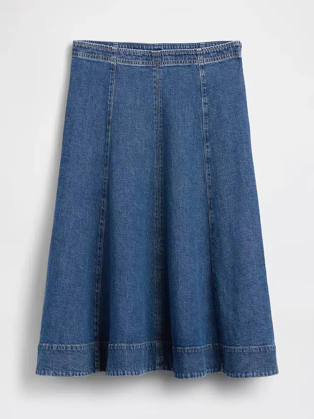 Falda midi de vaquero con corte tulipán
