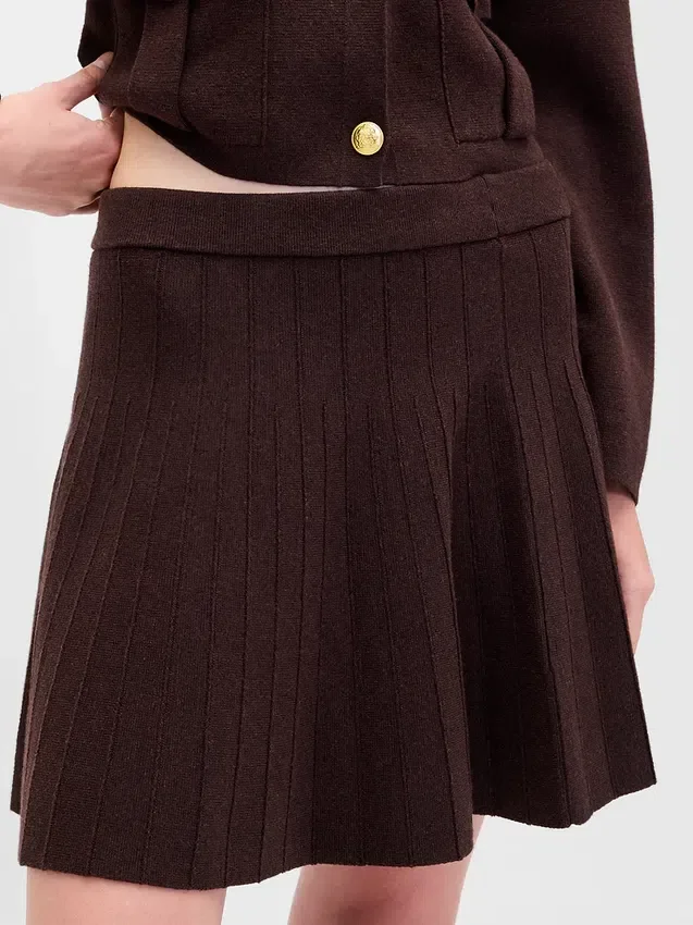 Falda mini de jerséu plisada