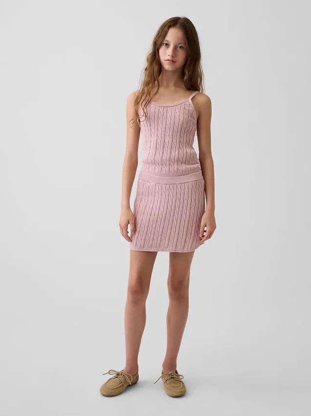 Falda-pantalón de jerséu trenzado para niño