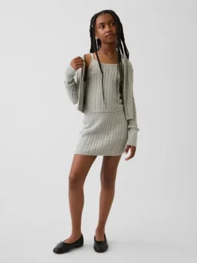 Falda-pantalón de jerséu trenzado para niño