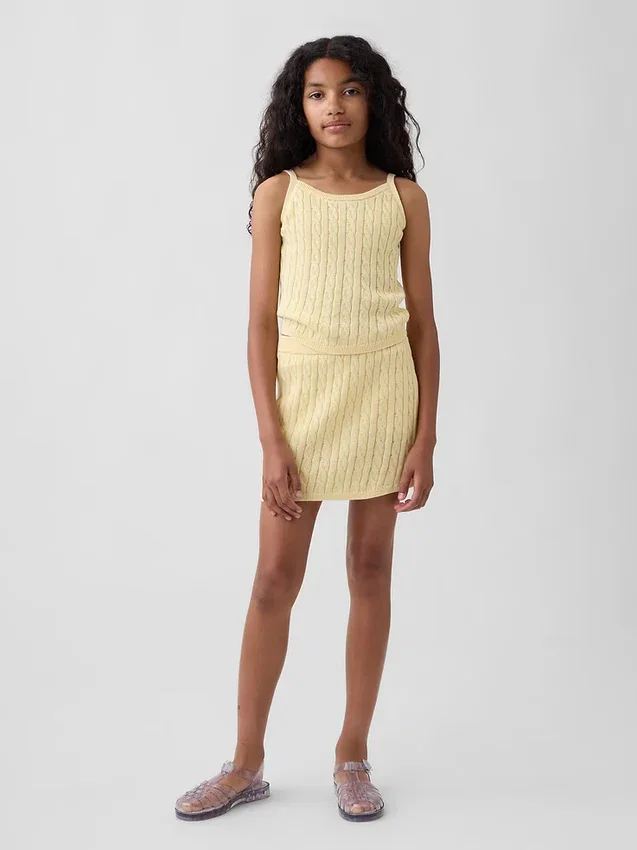 Falda-pantalón de jerséu trenzado para niño