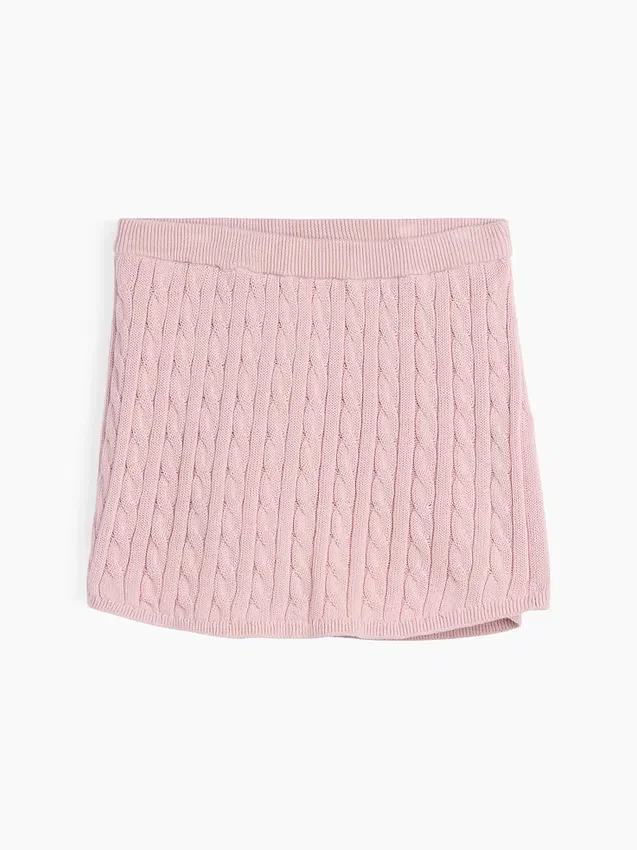 Falda-pantalón de jerséu trenzado para niño