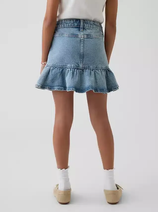 Falda vaquera con volantes para niña