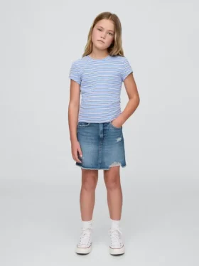 Falda vaquera de talle alto para niña